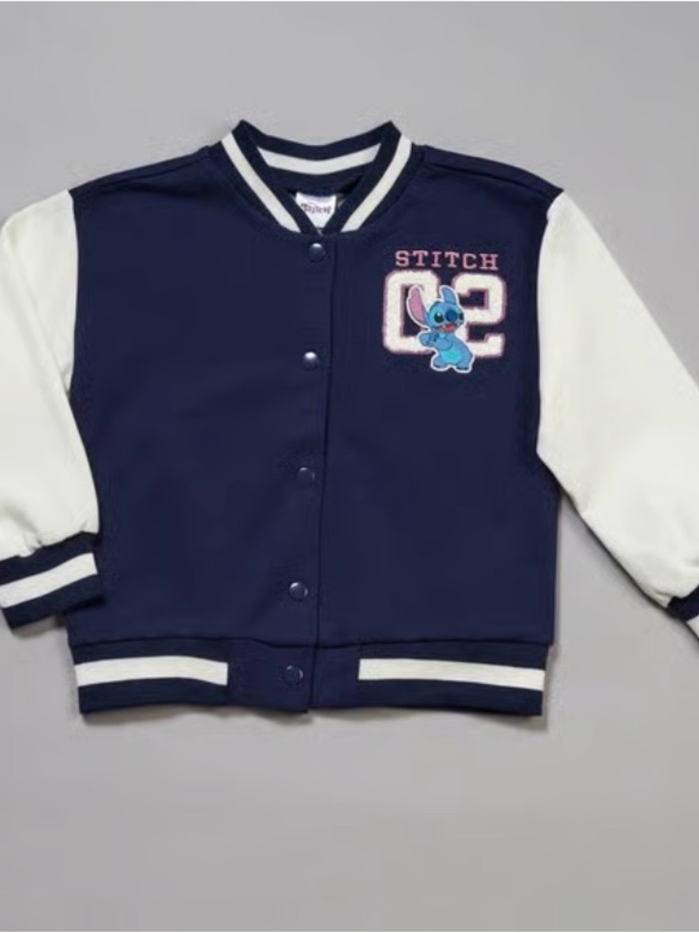 Kids Navy & White 'Stitch' Varsity Jacket